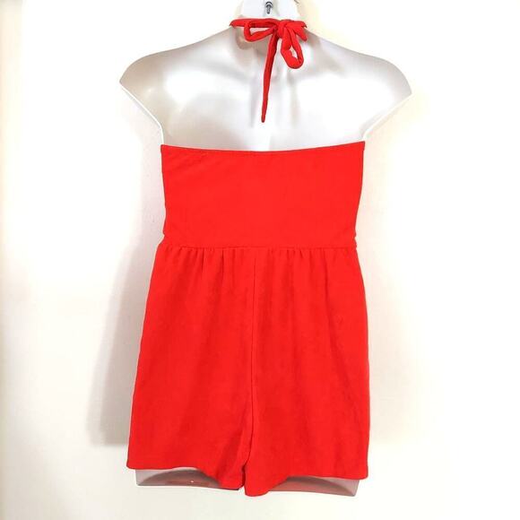 Wild Fable Women's Terry Towel Halter Style Romper - Red - Picture 3 of 6